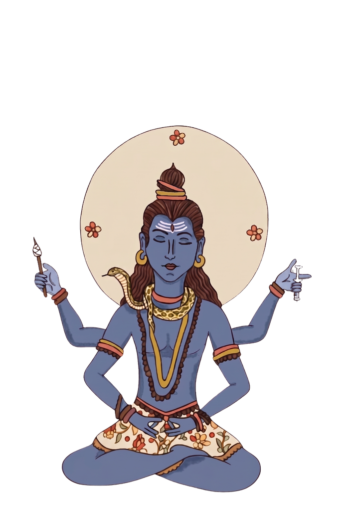 Shiva holding a kalam and a pipette